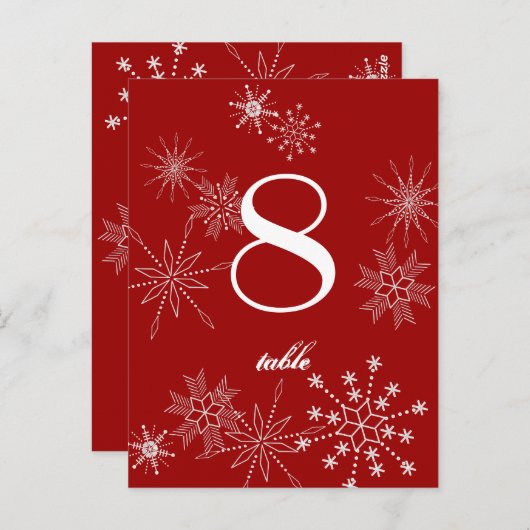 Sneeuwvlok Pareltjes / Tafel Kaart (Voorkant / Achterkant)