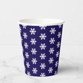 Sneeuwvlok Patroon Blauw & Wit Winter Papieren Bekers