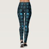 Sneeuwvlok patroon blauw Zwart BG Leggings (Achterkant)