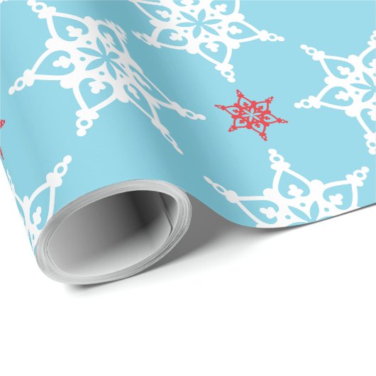 SNEEUWVLOK PATROON feestelijk modern minimaal rood Cadeaupapier (Rol Hoek)