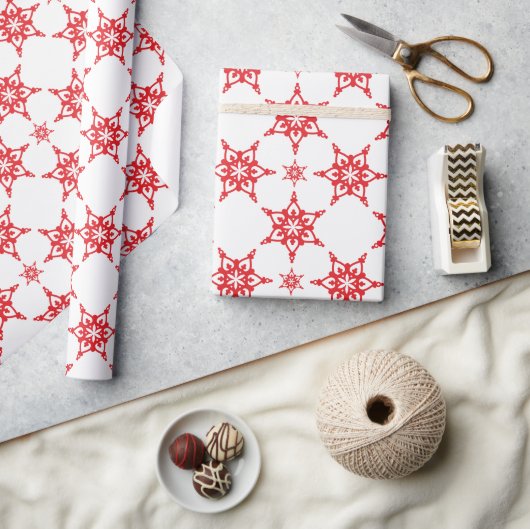 SNEEUWVLOK PATROON feestelijk modern minimaal rood Cadeaupapier (Crafts)