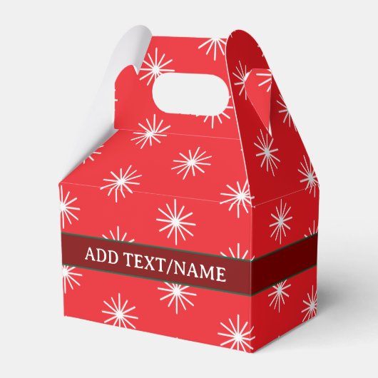 Sneeuwvlok patroon in rood groen wit bedankdoosjes (Voorkant Zijde)