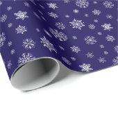 Sneeuwvlok Patroon Kerst Vakantie Marine Blauw Cadeaupapier (Rol Hoek)