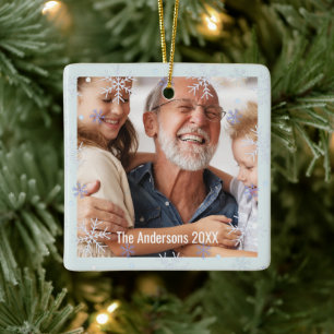 Sneeuwvlok Persoonlijke Oma en Opa Familie Foto Keramisch Ornament