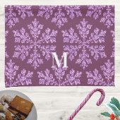 Sneeuwvlok Plum Bling Chic Monogram Kerstmis Theedoek