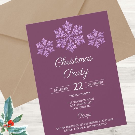 Sneeuwvlok Plum Bling Elegant Feestelijke Kerst