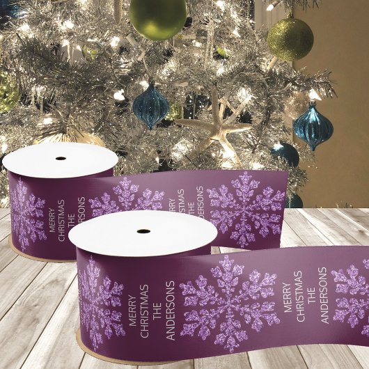 Sneeuwvlok Plum Bling Elegant Trendy Kerstmis Satijnen Lint
