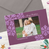 Sneeuwvlok Plum Bling Elegante Kerstfoto Feestdagenkaart
