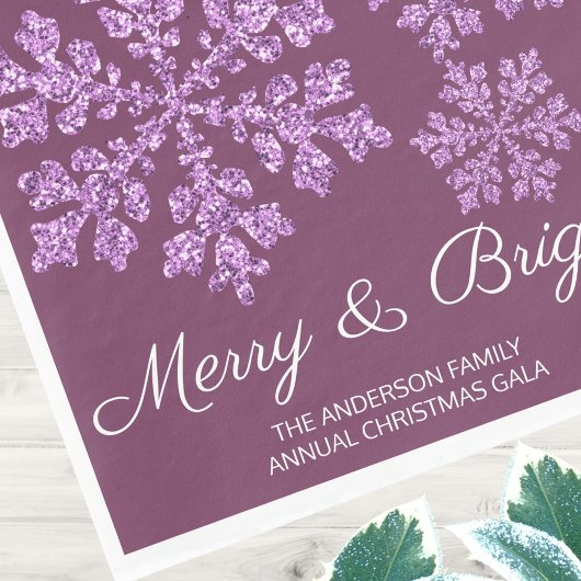 Sneeuwvlok Plum Bling Minimal Christmas Party Servet