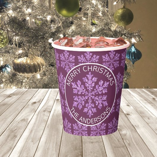 Sneeuwvlok Plum Bling Schattigee feestelijke kerst Papieren Bekers