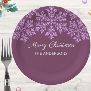 Sneeuwvlok Plum Bling viering Kerstmis Papieren Bordje