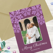 Sneeuwvlok Pruim Glitters Mode Script Chic 5 Foto Feestdagen Kaart