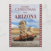 Sneeuwvlok Rand Arizona Cowboylaarzen Kerstmis Feestdagenkaart (Voorkant)