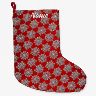 Sneeuwvlok Red Christmas Holiday Stocking Grote Kerstsok