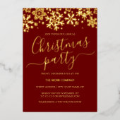 Sneeuwvlok Red Corporate Christmas Party Folie Uitnodiging (Voorkant)