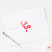 Sneeuwvlok rendieren - rood ronde sticker (Envelop)