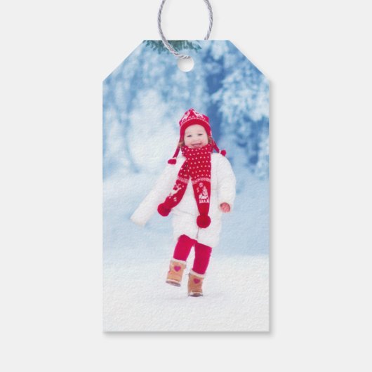 Sneeuwvlok rode vakantie cadeaulabel (Achterkant)