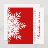 Sneeuwvlok rode winter bruiloft Save the Date (Voorkant / Achterkant)