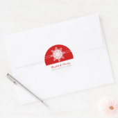 Sneeuwvlok rode winter bruiloft Save the Date Ronde Sticker (Envelop)