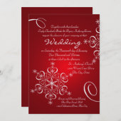 Sneeuwvlok Rode Winter Wedding Kaart (Voorkant / Achterkant)