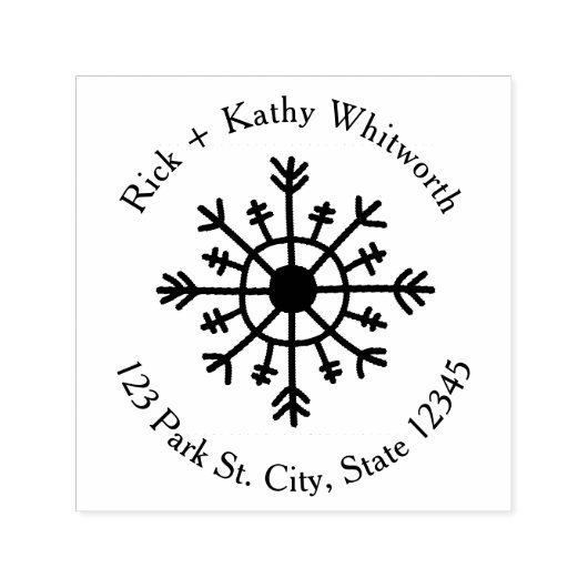 Sneeuwvlok Rond Adres Zelfinktende Stempel (Design)