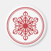 Sneeuwvlok ronde magneet - rood (Voorkant)