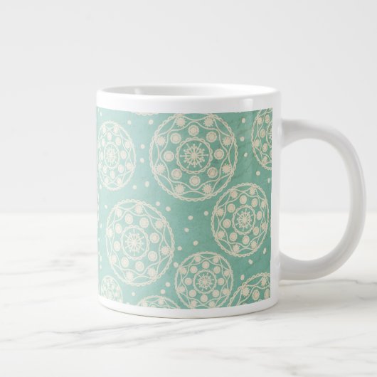 Sneeuwvlok Ronden op Aqua Blue Specialty Mok (Rechts)