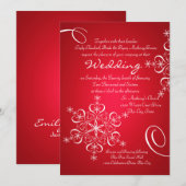 Sneeuwvlok rood 2 winter bruiloft kaart (Voorkant / Achterkant)