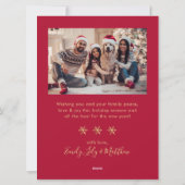 Sneeuwvlok Rood en Goud 4 Foto Collage Kerstmis Feestdagenkaart (Achterkant)