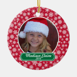 Sneeuwvlok rood en groen kerstversiering keramisch ornament