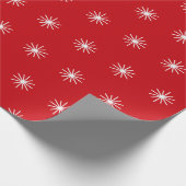 Sneeuwvlok rood en wit patroon cadeaupapier (Hoek)