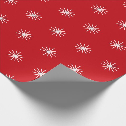 Sneeuwvlok rood en wit patroon cadeaupapier (Hoek)