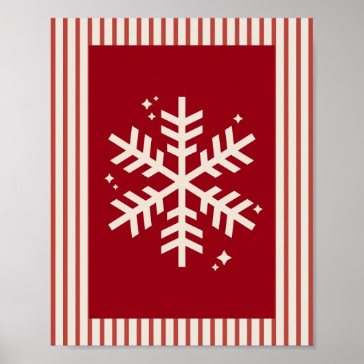 Sneeuwvlok Rood Gestreept Poster (Voorkant)