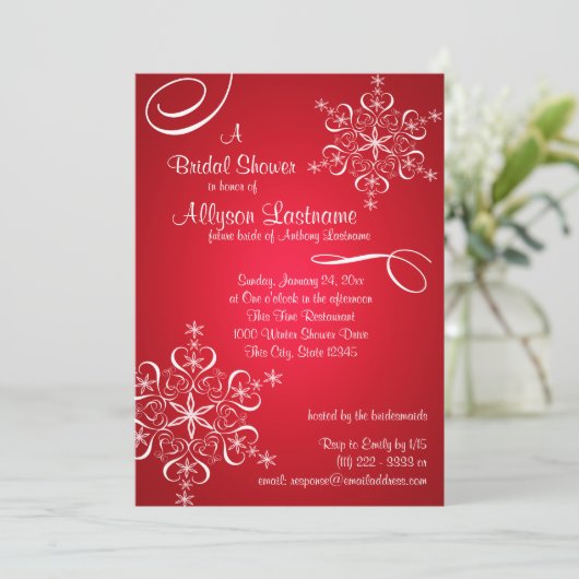 Sneeuwvlok Rood Vrijgezellenfeest Kaart (Staand voorkant)