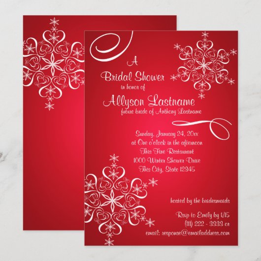 Sneeuwvlok Rood Vrijgezellenfeest Kaart (Voorkant / Achterkant)