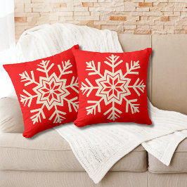 Sneeuwvlok Rood Wit Kerstmis Kussen