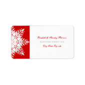 Sneeuwvlok rood wit winter bruiloft label (Voorkant)
