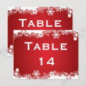 Sneeuwvlok rood wit winter trouwtafel nummer briefkaart (Voorkant / Achterkant)