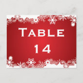 Sneeuwvlok rood wit winter trouwtafel nummer briefkaart (Achterkant)
