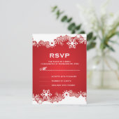 Sneeuwvlok rood wit winterhuwelijk RSVP (Staand voorkant)