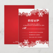 Sneeuwvlok rood wit winterhuwelijk RSVP (Voorkant / Achterkant)