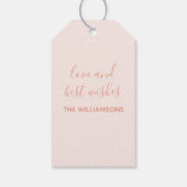 Sneeuwvlok Roos Goud en Roze Vrolijk kerstfeest Cadeaulabel (Achterkant)