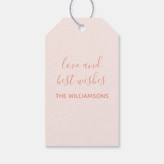 Sneeuwvlok Roos Goud en Roze Vrolijk kerstfeest Cadeaulabel (Achterkant)