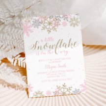 Sneeuwvlok Roze en Gouden Glitter Winter Baby Borr