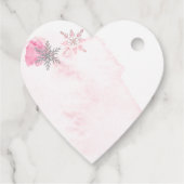 Sneeuwvlok Roze en Zilveren Quinceanera Bedankjes Labels (Achterkant)