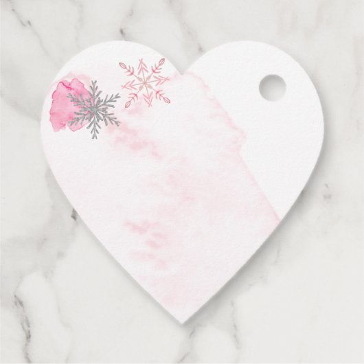 Sneeuwvlok Roze en Zilveren Quinceanera Bedankjes Labels (Achterkant)