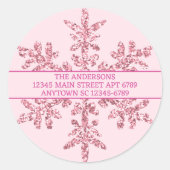 Sneeuwvlok Roze Glam Chic Landelijke Envelope Zege Ronde Sticker (Voorkant)