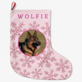 Sneeuwvlok roze glam eenvoudig Schattige Kind of h Grote Kerstsok (Voorkant)