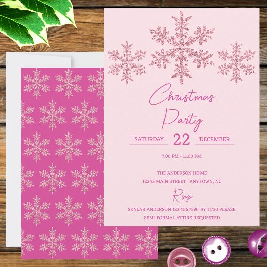 Sneeuwvlok Roze Glam Elegant Festive Kerstmis