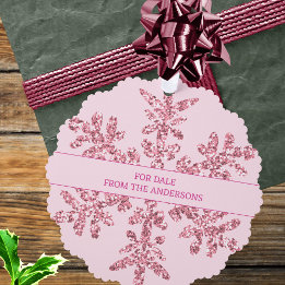 Sneeuwvlok roze glam Elegant minimalistisch cadeau Ornament Kaart